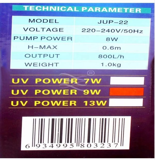 sunsun JUP-22 9w internal filter with uv sterilizer, easy install and clean-1057
